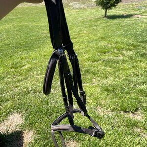🐎 Henri de Rivel Pro Plain Raised Bridle with Flash & Leather Reins